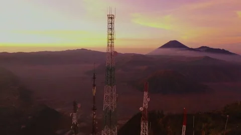 Bromo Volcano Dawn Drone shot Stock Footage 133337245