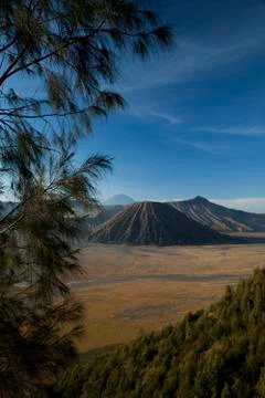 Bromo volcano, Java, Indonesia, bright colorful vivid theme Stock Photos