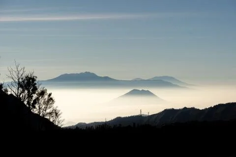 The bromo volcano on java in indonesia during the sunrise. Stock Photos