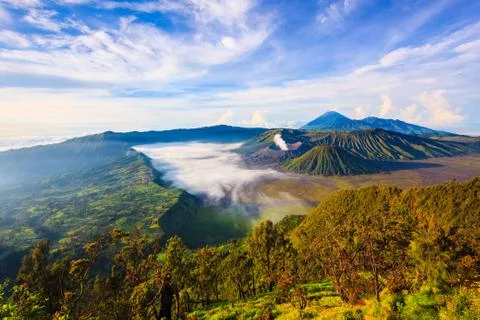 Bromo volcano at sunrise, East Java, Indonesia Stock Photos
