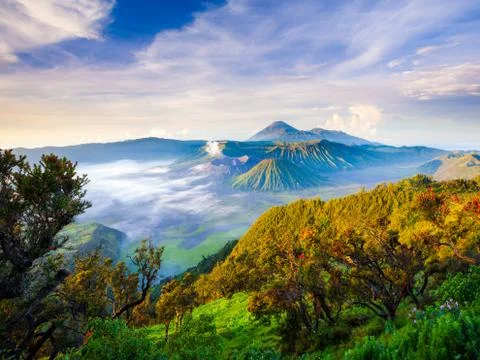 Bromo volcano at sunrise, East Java, Indonesia Foto stock