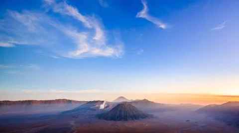 Bromo volcano at sunrise, East Java, Indonesia Stock Photos