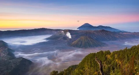 Bromo volcano at sunrise, East Java, Indonesia Stock Photos