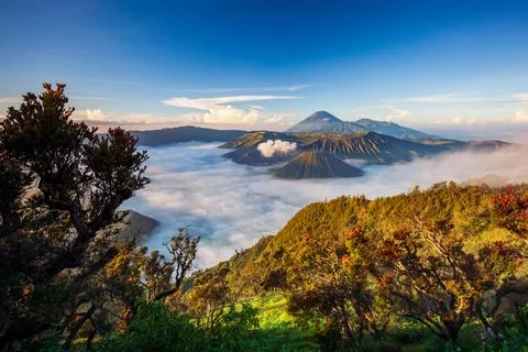 Bromo volcano at sunrise, East Java, Indonesia Stock Photos