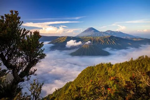 Bromo volcano at sunrise, East Java, Indonesia Stock Photos