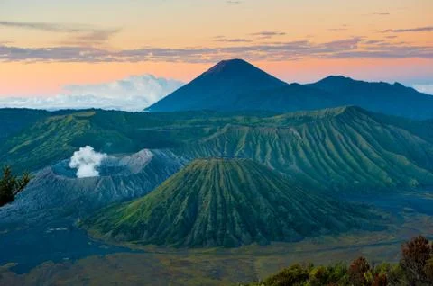 Bromo volcano at sunrise, java, indonesia Stock Photos