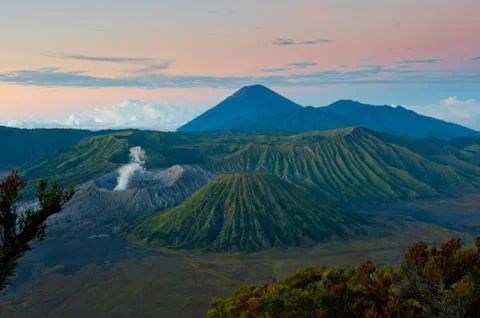 Bromo volcano at sunrise, java, indonesia Stock Photos