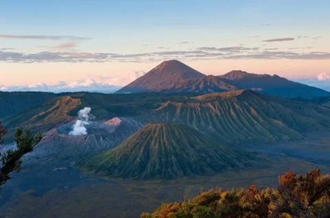 Bromo volcano at sunrise, java, indonesia Stock Photos