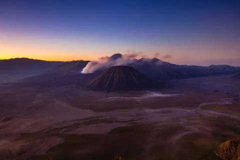 Bromo volcano at sunrise, Java, Indonesia Foto stock