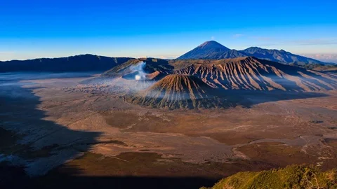 The Bromo Volcano Sunrise Time Lapse Landmark Nature Travel Place Of Indonesia Stock Footage 78434563