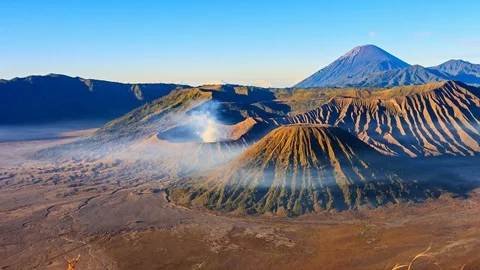 The Bromo Volcano Sunrise Time Lapse Landmark Nature Travel Place Of Indonesia Stock Footage 78590915