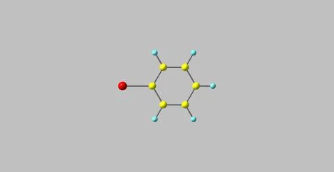 Bromobenzene molecular structure isolated on grey Stock Illustration