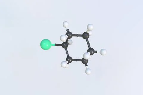 Bromocyclohexane molecule, isolated molecular model. 3D rendering Stock Illustration