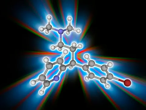 Brompheniramine drug molecule Stock Illustration