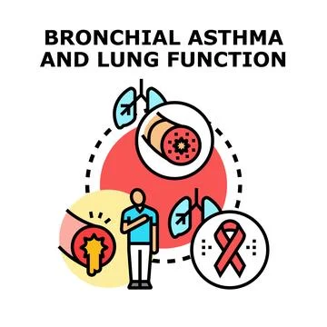 Bronchial asthma affecting lung function and breathing concept 스톡 일러스트