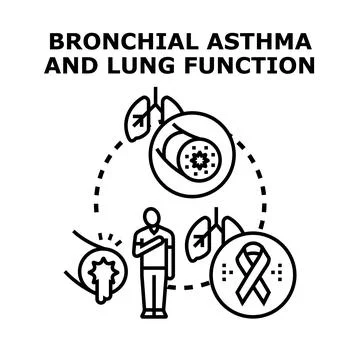 Bronchial asthma affecting lung function and breathing concept 스톡 일러스트