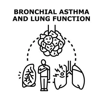 Bronchial asthma disease affecting human lung function 스톡 일러스트