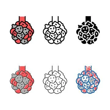 Bronchiectasis lungs disease color icon vector series Stock Illustration