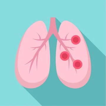 Bronchitis lungs icon, flat style Stock Illustration