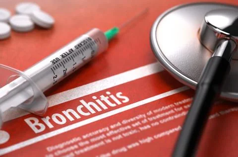 Bronchitis - Printed Diagnosis on Orange Background Stock Illustration