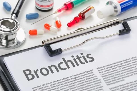 Bronchitis written on a clipboard Stock Photos