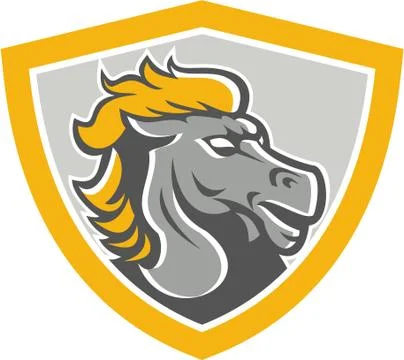 Bronco horse head shield Stock Illustration