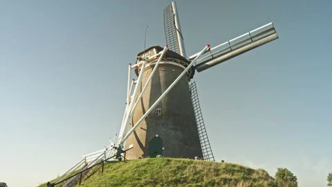 Bronkhorst, Netherlands - Windmill on a Hill in the Smallest Dutch Town Stock Footage 208532360