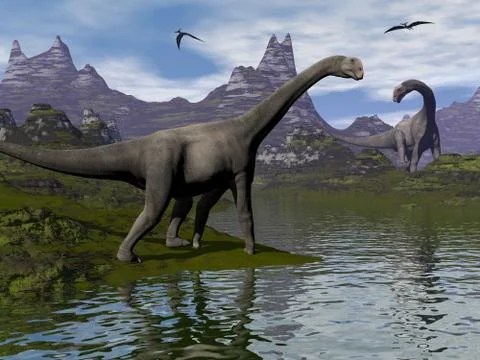 Brontomerus dinosaurs - 3D render Stock Illustration
