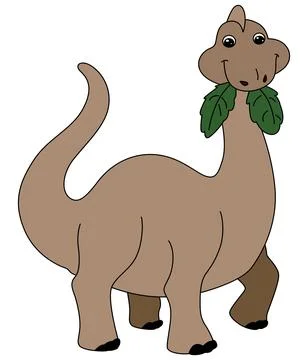 Brontosaurus dinosaur eating grass vector illustration Stock Illustration