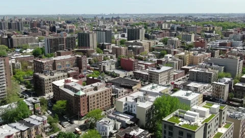 Bronx Rooftops and Tree Lined Residential Streets Vídeo Stock 153634214