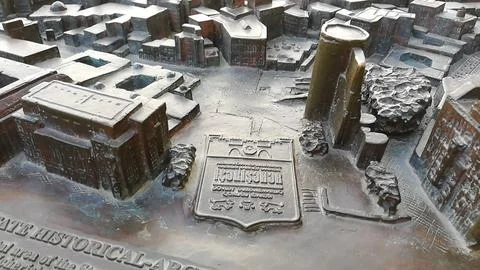Bronze 3D miniature map model of Baku Old City  Stock Photos