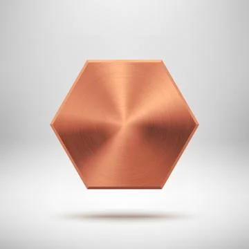 Bronze Abstract Polygon Button Template Stock Illustration