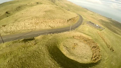 Bronze Age Barrows at Knockdhu Co. Antrim. N. Ireland aerial Stock Footage 102187053