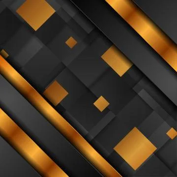 Bronze and black abstract technology background with squares Stock Illustration