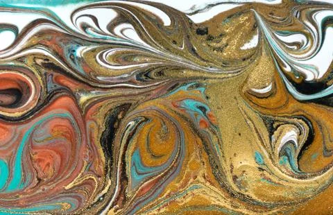 Bronze and gold marbling pattern. Golden marble liquid texture. Stock Illustration
