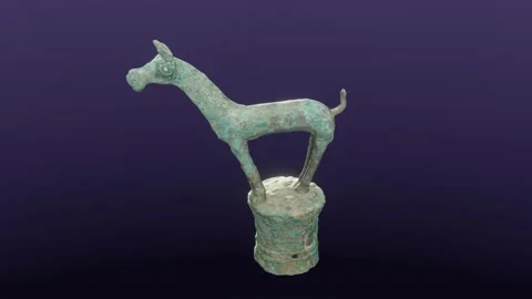 Bronze Animal Finial (horse), late 12th-11th century BCE, cg, camera orbits Stock Footage