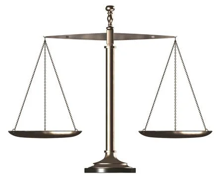 Bronze Balanced empty justice scales Conceptual photo-realistic 3D illustration Stock Illustration