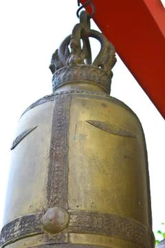 Bronze bell at a buddhist temple Stock Photos