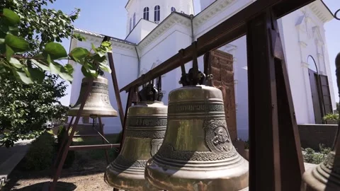 Bronze bells with patterns Stock Footage 147388862