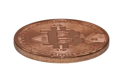 Bronze bitcoin on a white background Stock-Fotos