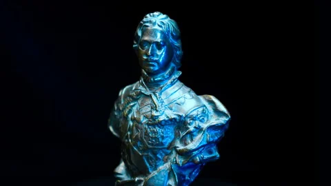 Bronze bust of the Peter 1, nicknamed the Great - the last king of all Russia  Stock Footage 120731178