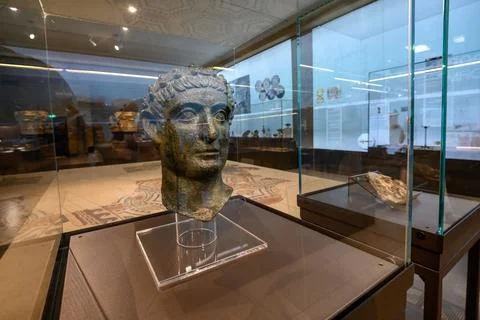 Bronze bust of Roman emperor Constantine the Great in National Museum of Se.. Stock Photos