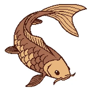 Bronze Carp Pixel Art 8 Bit Retro Game Sprite Stock Illustration