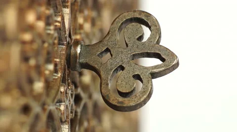 Bronze Casket with the Key in the Keyhole Stock Footage 46735591