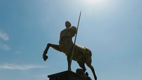 Bronze centaur statue in Pompei 스톡 동영상 130154729