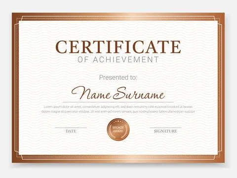 Bronze Certificate Template Stock Illustration