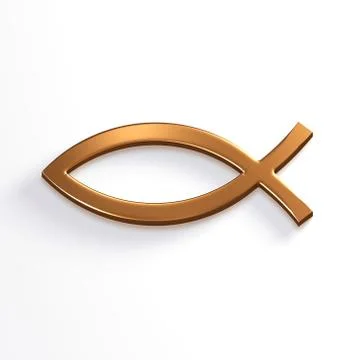 Bronze Christ Fish . 3D Render Illustration Stock Illustration