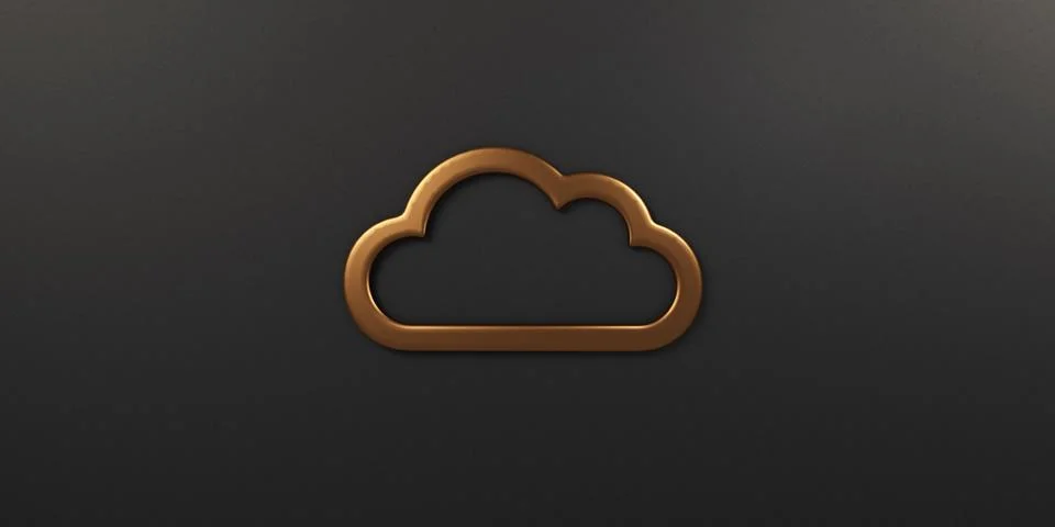 Bronze Cloud Logo. on black background 3D Rendering Illustration Stock Illustration