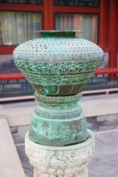 Bronze container in summer palace Stock Photos