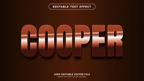 Bronze Copper 3D Editable Text Effect Illustration Vector Stock Illustration